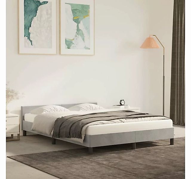 furnicato Bett Bettgestell mit Kopfteil Hellgrau 140x200 cm Samt günstig online kaufen