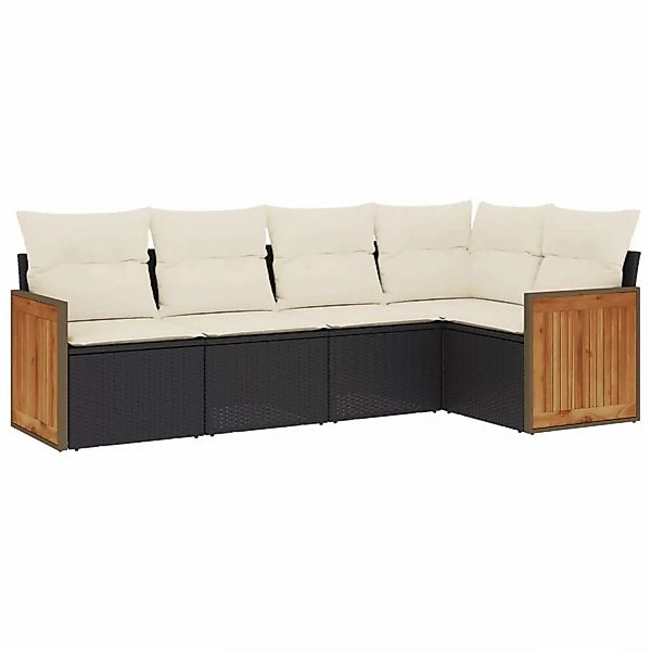 vidaXL 5-Tlg Garten-Sofagarnitur mit Kissen Schwarz Poly Rattan 3227624 günstig online kaufen