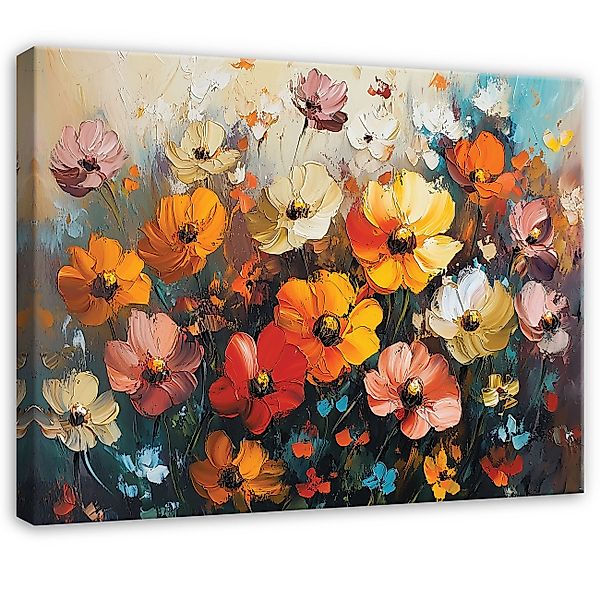 Wallarena Leinwandbild Blumen Aquarell Bunt Leinwand günstig online kaufen