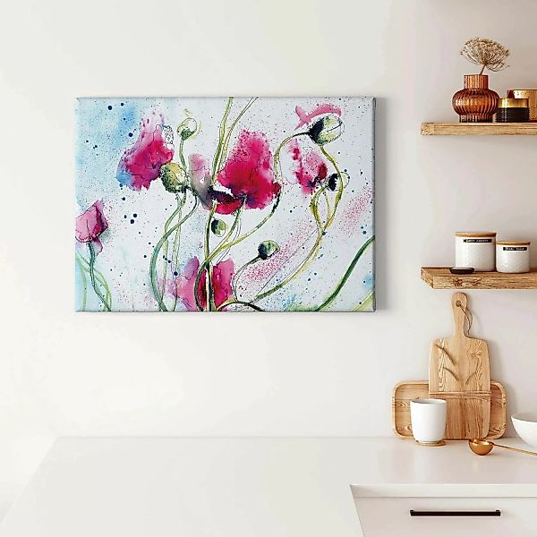 Bricoflor Leinwand Bild Mit Blumen Im Abstrakten Stil Wasserfarben Leinwand günstig online kaufen