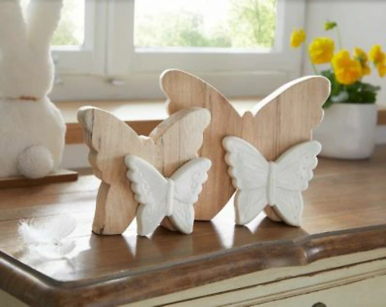 HOME Living Deko Schmetterling Dekofiguren beige/weiß günstig online kaufen