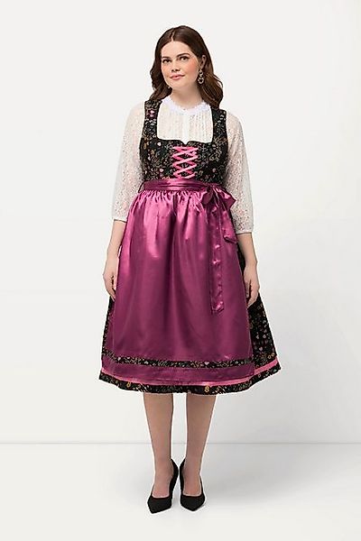 Ulla Popken Dirndl Dirndl Blüten Pailletten Carree-Ausschnitt günstig online kaufen