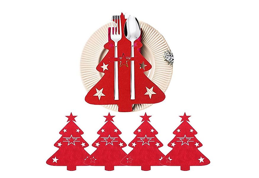 FOUORTUNATE-BEE Besteckhalter 4er-Set Weihnachts-Besteckhalter aus Filz in günstig online kaufen
