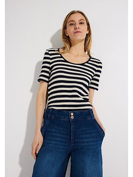 MORE&MORE Kurzarmshirt gestreiftes Cotton-Kurzamshirt, Wellenoptik günstig online kaufen