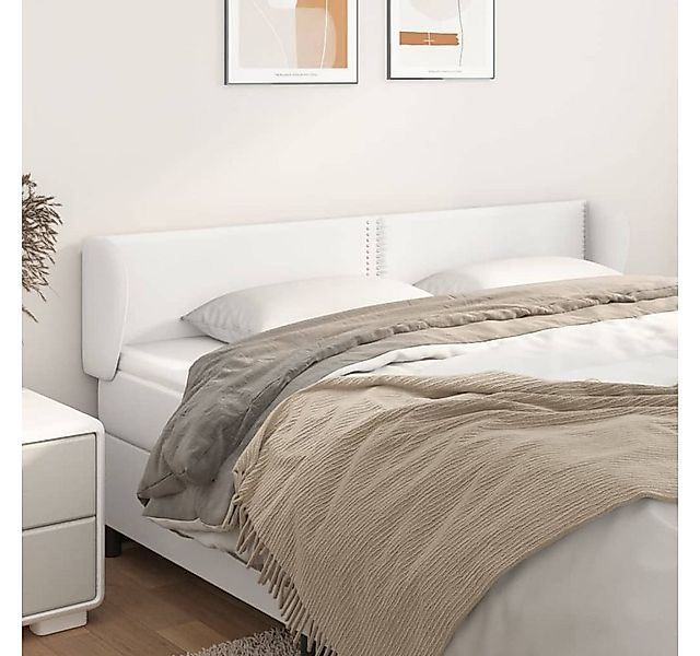 vidaXL Bett, Kopfteil mit Ohren Weiß 163x23x78/88 cm Kunstleder günstig online kaufen