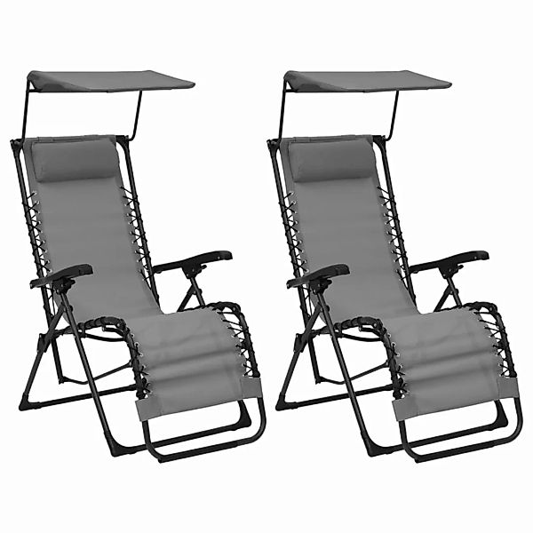 Klappbare Liegestühle 2 Stk. Textilene Grau günstig online kaufen