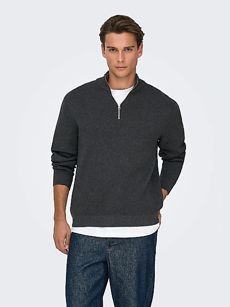 ONLY & SONS Troyer "ONSTING LIFE REG HALF ZIP KNIT NOOS" Baumwolle, regular günstig online kaufen