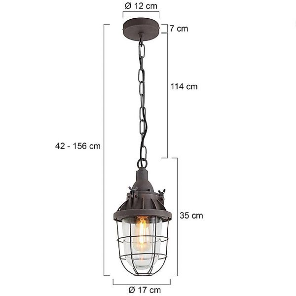 Hängeleuchte Ebbe, braun, Metall, Glas, E27 günstig online kaufen