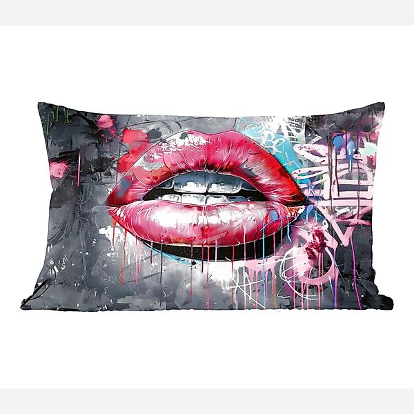 MuchoWow Dekokissen Lippen - Leuchtendes Rosa günstig online kaufen
