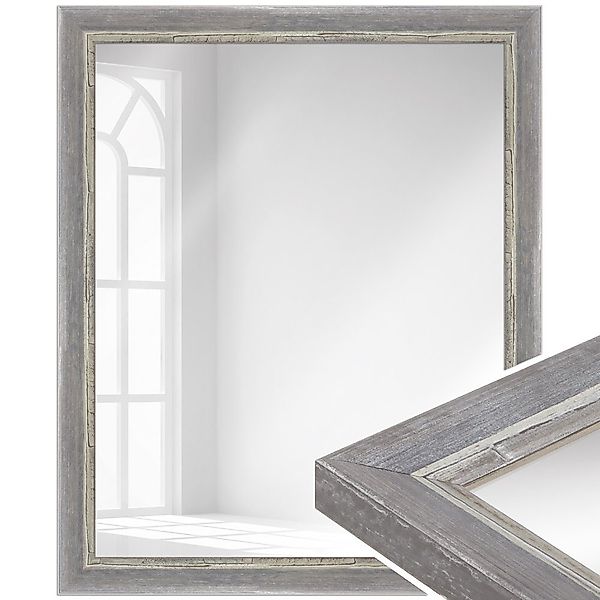 WANDStyle Wandspiegel H640, Grau, aus Massivholz günstig online kaufen