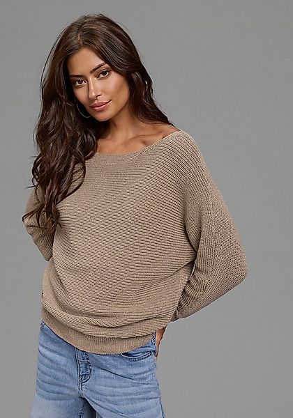 Laura Scott 3/4 Arm-Pullover mit Glitzergarn und lässigem Schnitt günstig online kaufen