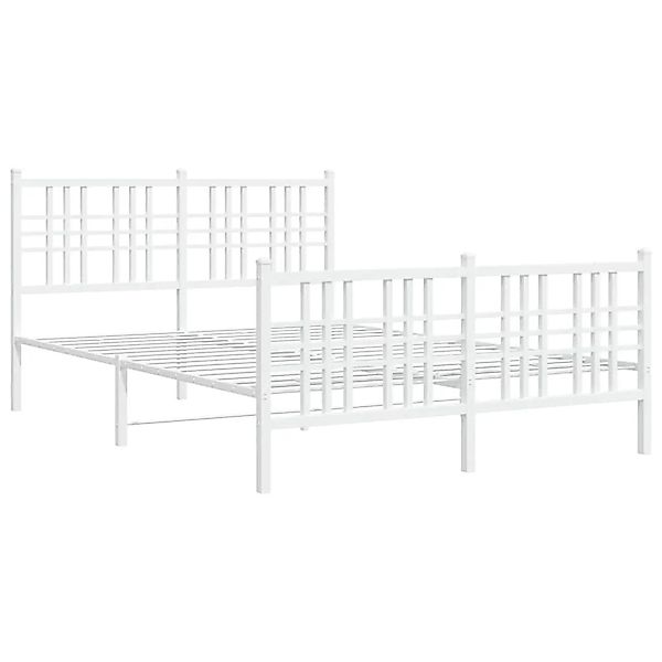 vidaXL Bettgestell mit Kopf- und Fußteil Metall Weiß 120x190 cm 376388 günstig online kaufen