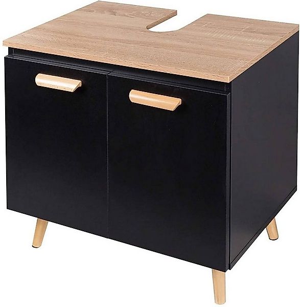 EUGAD Waschbeckenunterschrank Badschrank Unterschrank mit 2 Türe Schwarz günstig online kaufen