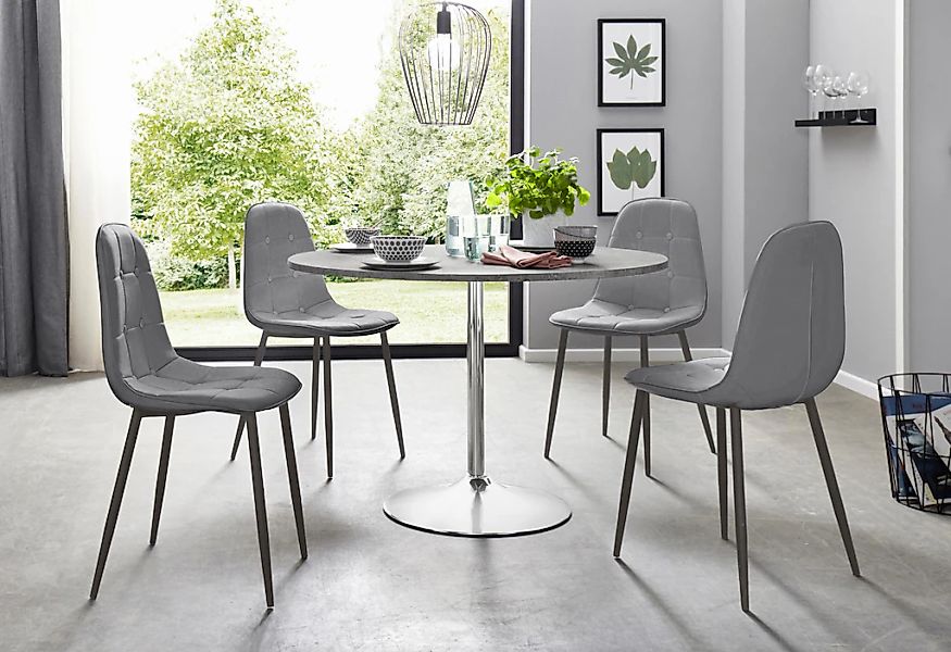 INOSIGN Essgruppe Set, 5 Stk. tlg. mit rundem Tisch im Zement-Optik günstig online kaufen