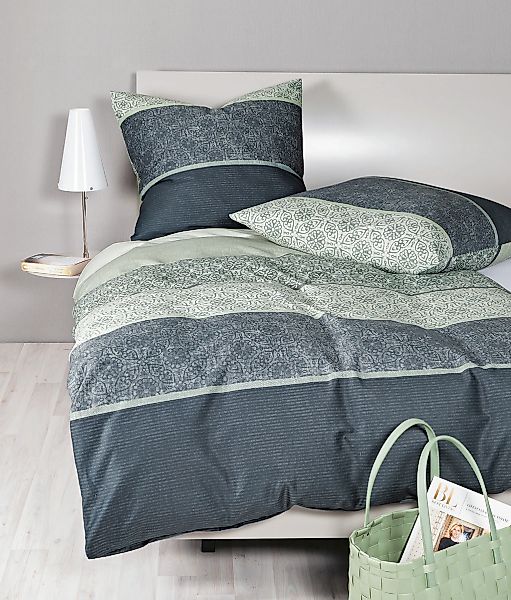 Janine Bettwäsche "Warnemünde" 2 Stk. tlg. mit Ornamenten und Streifen, Bet günstig online kaufen