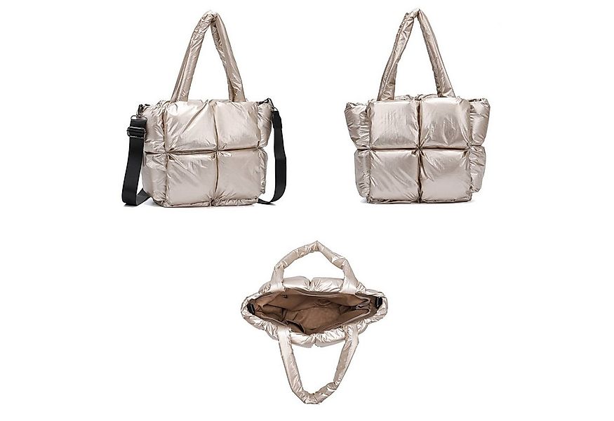 ITALYSHOP24 Schultertasche Damen Tasche Leopard Nylon Puffer Shopper Tote B günstig online kaufen