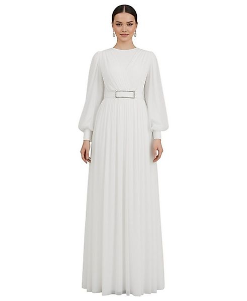 fashionshowcase Abendkleid Damen Maxikleid langarm Tüllkleid elegant mit Gü günstig online kaufen