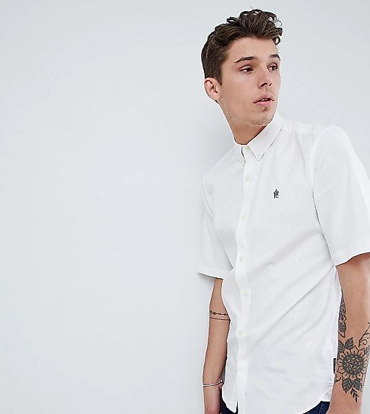 French Connection – TALL – Kurzärmliges Oxford-Hemd-Weiß günstig online kaufen