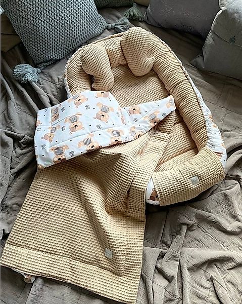 Loolay Bettnestchen TAUPE WAFFELPIQUE Braun TEDDY Baumwolle BABYNEST Babyko günstig online kaufen