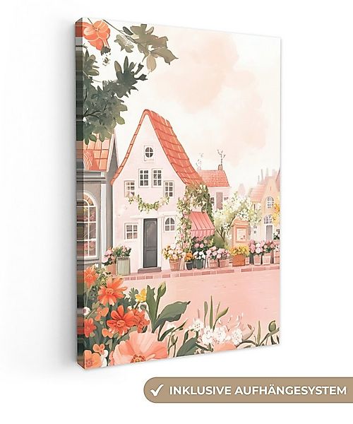 OneMillionCanvasses® Leinwandbild Blumen - Häuser - Dorf, Fotodruck (1 St), günstig online kaufen
