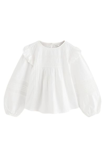 Next Blusenshirt Langärmelige Rüschenbluse aus 100 % günstig online kaufen