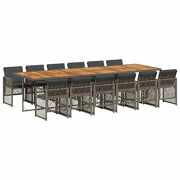 vidaXL 13-tlg Garten-Essgruppe mit Kissen Grau Poly Rattan Modell 19 günstig online kaufen