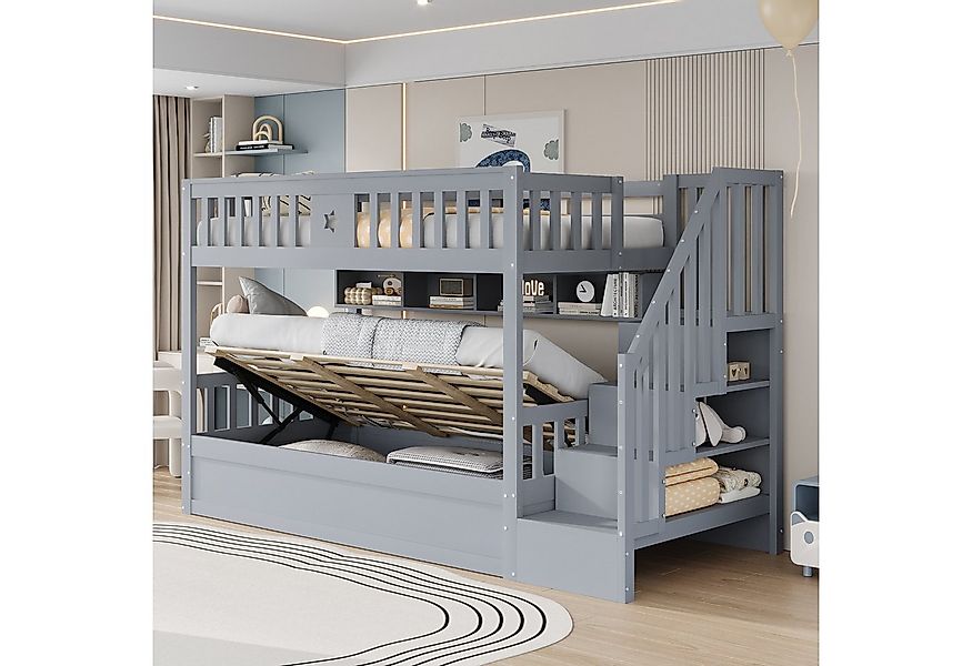 Merax Etagenbett mit hydraulischem Unterbett (1-St., Stockbett Jugendbett D günstig online kaufen