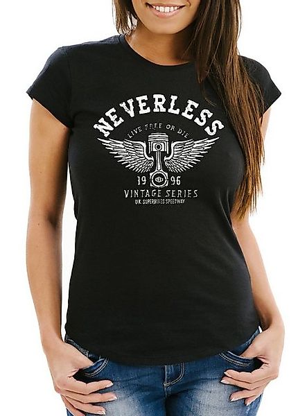 Print-Shirt Damen T-Shirt Biker Motorrad Motorblock Engine Flügel Wings Sli günstig online kaufen