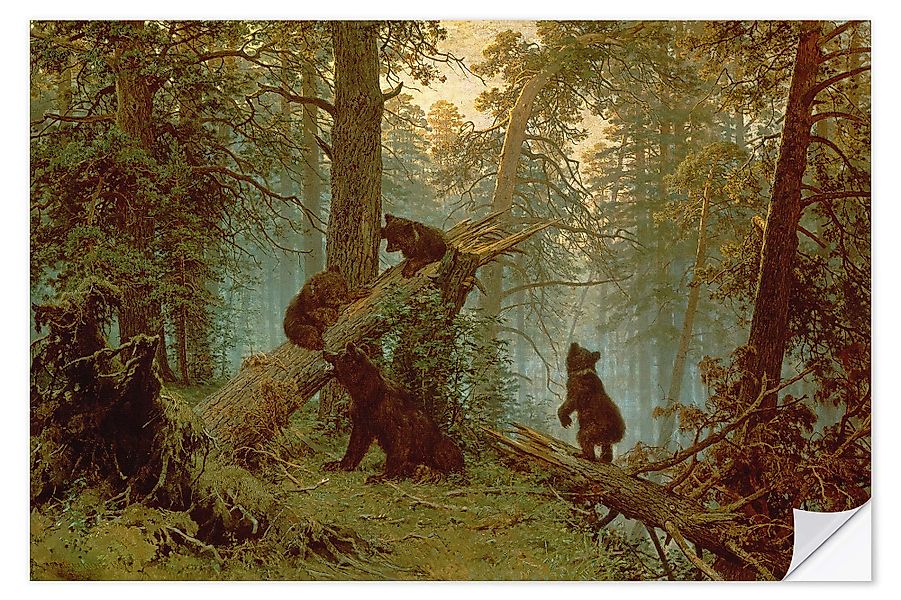 Posterlounge Wandbild Morgen in einem Kiefernwald, günstig online kaufen