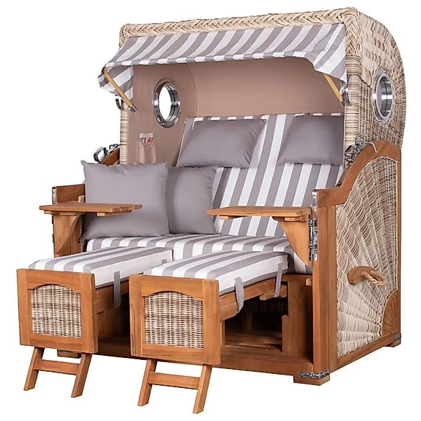 bene,iving Strandkorb Komplettset Ammersee Grande XL Teak Bullauge PE Shell günstig online kaufen