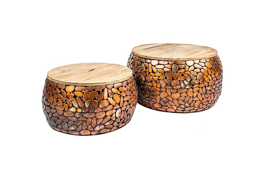 riess-ambiente Couchtisch STONE MOSAIC Ø65cm kupfer / natur (Set, 2-St), Wo günstig online kaufen
