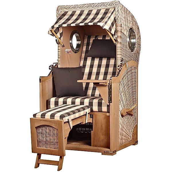 bene,iving Strandkorb Komplettset Ammersee Single Teak Bullauge PE Shell Mo günstig online kaufen