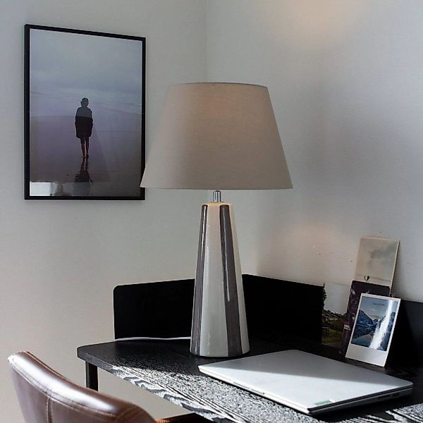 PR Home Tischlampe Leya, braun/weiß, Höhe 54 cm Metall/Stoff günstig online kaufen