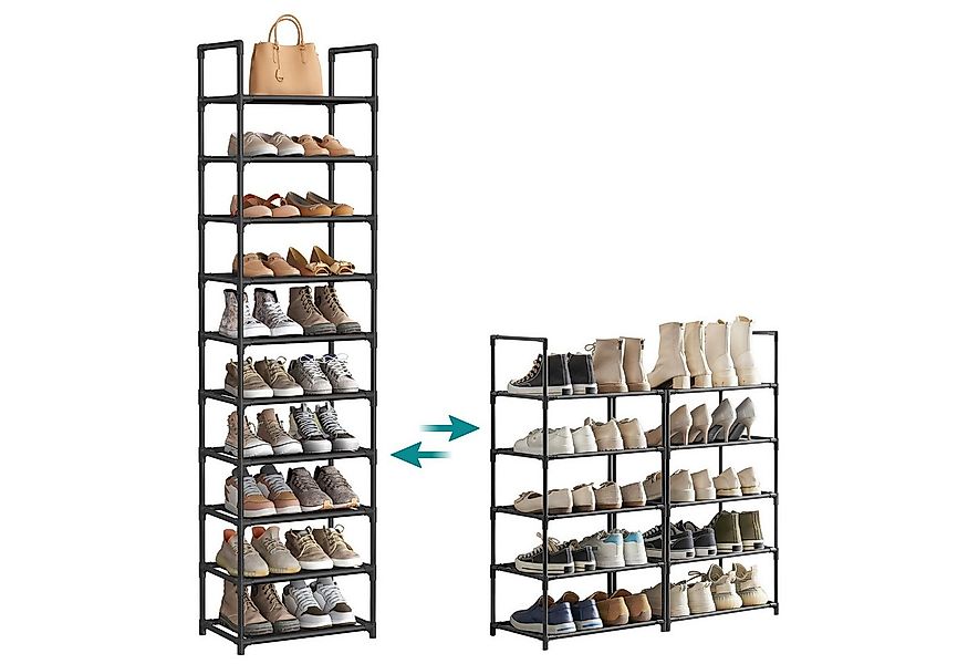 SONGMICS Schuhregal Schuhschrank, für 20 Paar Schuhe und Stiefel, mit 10 Eb günstig online kaufen