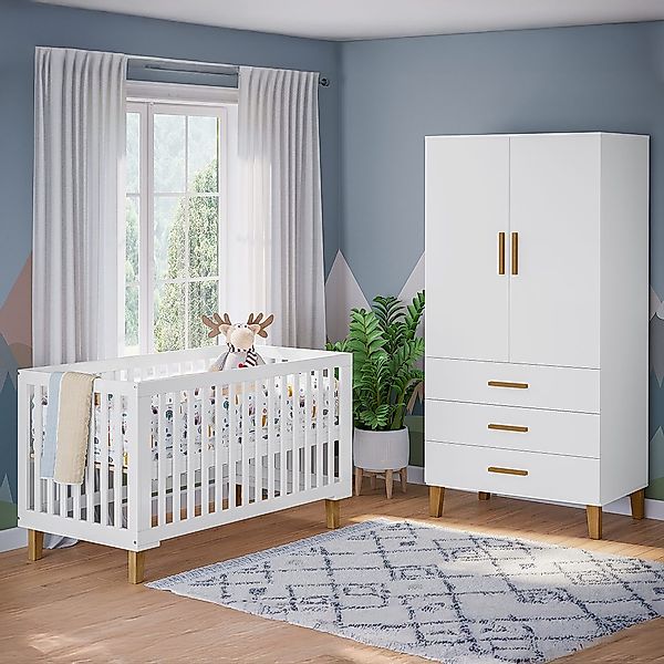 Bellabino Babymöbel-Set Liri, (Weiß/Natur, 2-tlg., Kinderbett, günstig online kaufen