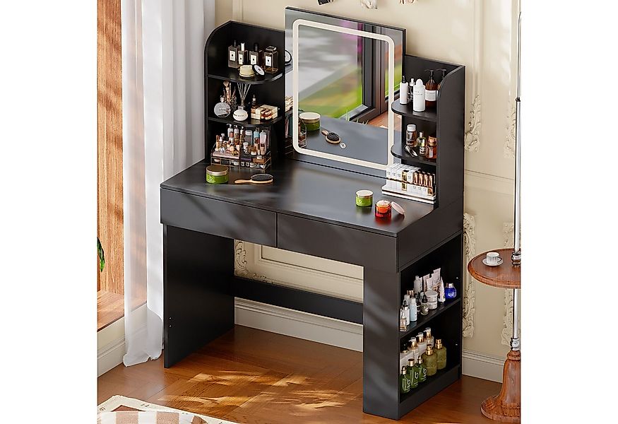 HOMALL Schminktisch mit Spiegel, LED-Beleuchtung, einstellbare Helligkeit, günstig online kaufen