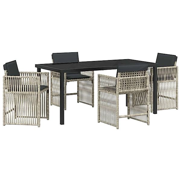 vidaXL Garten Essgruppe 5-Tlg Hellgrau Poly Rattan 3380667 günstig online kaufen