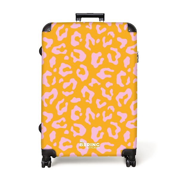 NoBoringSuitcases.com© Hartschalen-Trolley Orange und rosa Pantherdruck günstig online kaufen