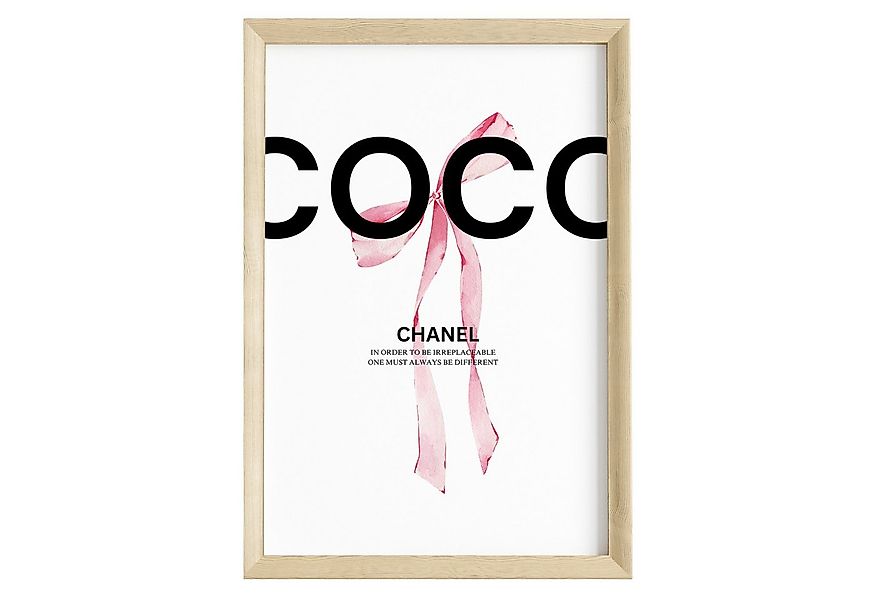 JUSTGOODMOOD Poster Premium ® Coco Chanel Zitat Poster · Rosa Schleife · oh günstig online kaufen