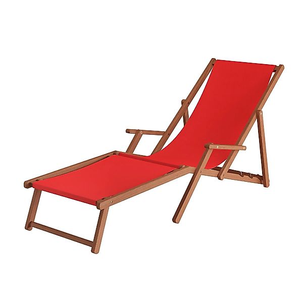 Erst-Holz Liegestuhl XXL Sonnenliege Holz Deckchair aus Buche 10-500 Rot günstig online kaufen