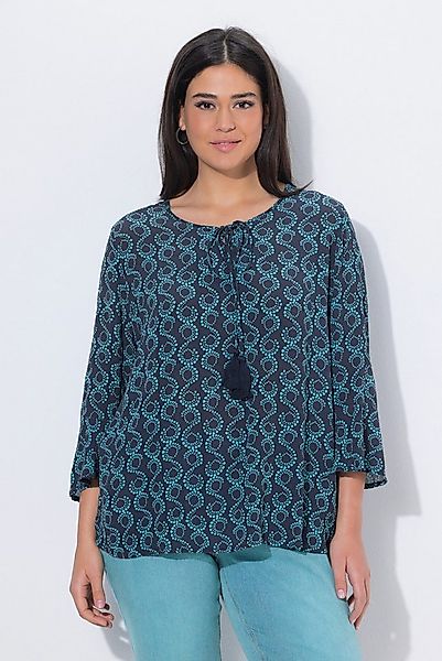 Ulla Popken Tunika Tunika Schnürung A-Linie Tunika-Ausschnitt 3/4-Arm günstig online kaufen