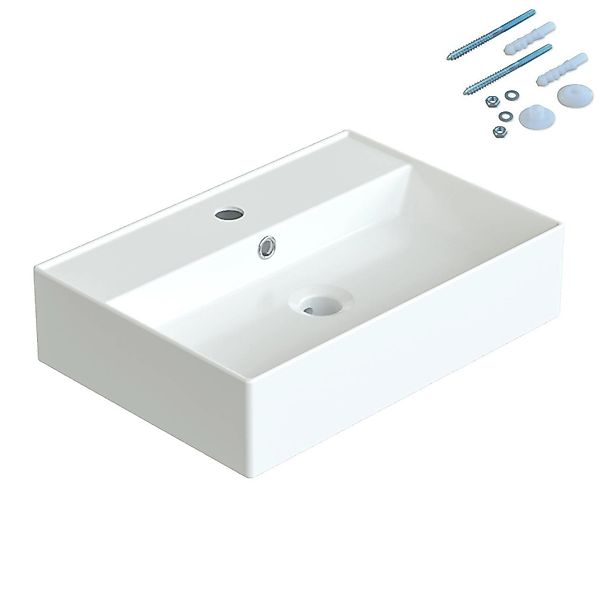 Aquabatos Aufsatzbecken Keramik Aufsatzwaschbecken 50 x 35 x 12,5 cm rechte günstig online kaufen