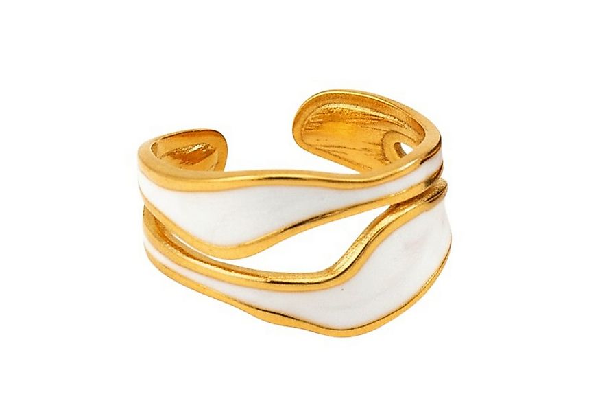 KARMA Fingerring Damenring Gold Weiß od- Schwarz Ring Edelstahl vergoldet ( günstig online kaufen