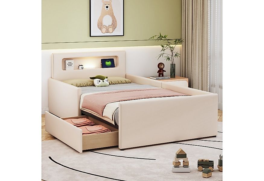 Merax Polsterbett mit USB-Ladeanschluss und Nachtlicht (Jugendbett Einzelbe günstig online kaufen