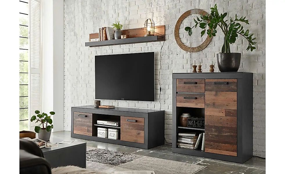 Wohnwand  Bilbao ¦ braun ¦ Maße (cm): B: 255 H: 170 Kommoden & Sideboards > günstig online kaufen