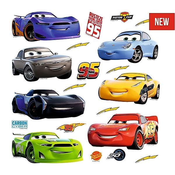 Disney Wandtattoo Cars Blau Rot Gelb und Grün 30 x 30 cm 600230 günstig online kaufen