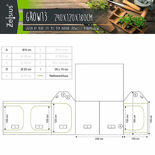 Zelsius Gewächshaus Grow Tent 240 x günstig online kaufen