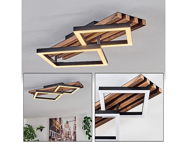 hofstein Deckenleuchte Deckenlampe aus Metall/MDF/Kunststoff in Schwarz/Hol günstig online kaufen