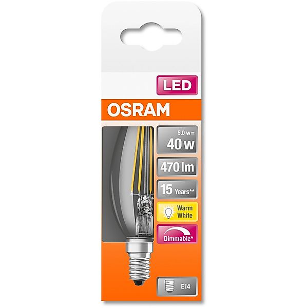 Osram LED-Leuchtmittel E14 Kerzenform 4,8 W Warmweiß 470 lm 9,7 x 3,5 cm (H günstig online kaufen