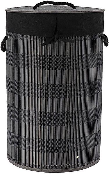 TENDANCE Wäschekorb rund mit Deckel aus Bambus/Baumwolle und herausnehmbare günstig online kaufen